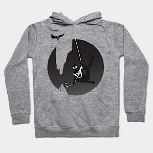 Super hero swinging in city Hoodie